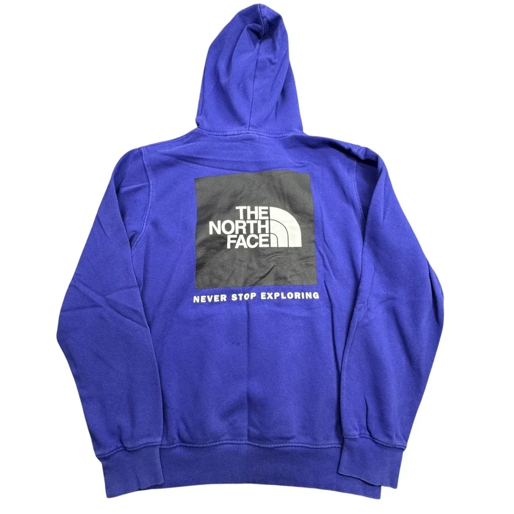 The‎ North Face Hoodie Mens Medium Blue Box Logo Pullover Streetwear